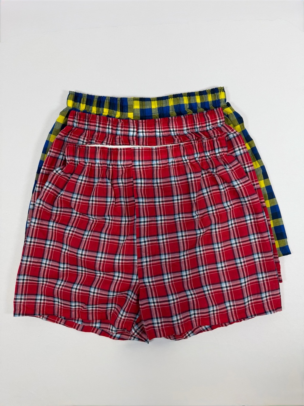 Kids wonder nation Plaid Pull-On Boxer Short Set of 3-Red & Yellow/Blue XL 14-16